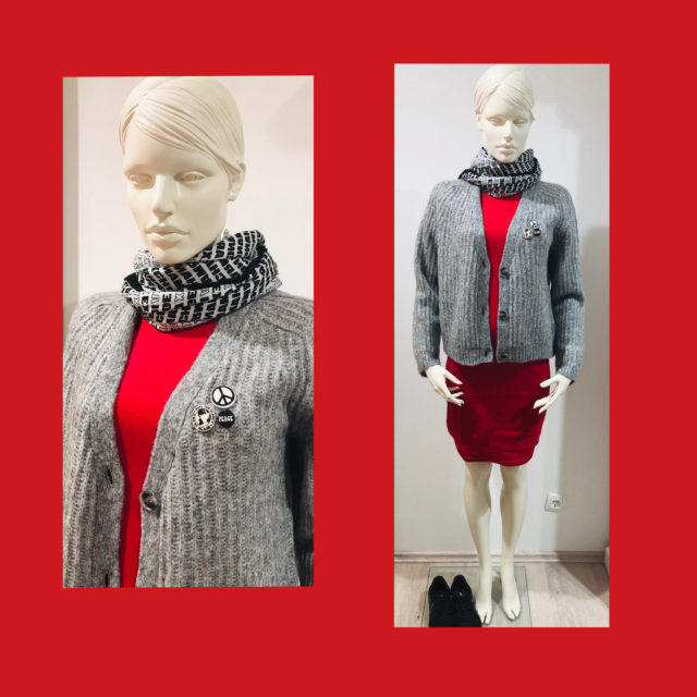 Strickjacke Grace, Tuch, Schuhe Armani