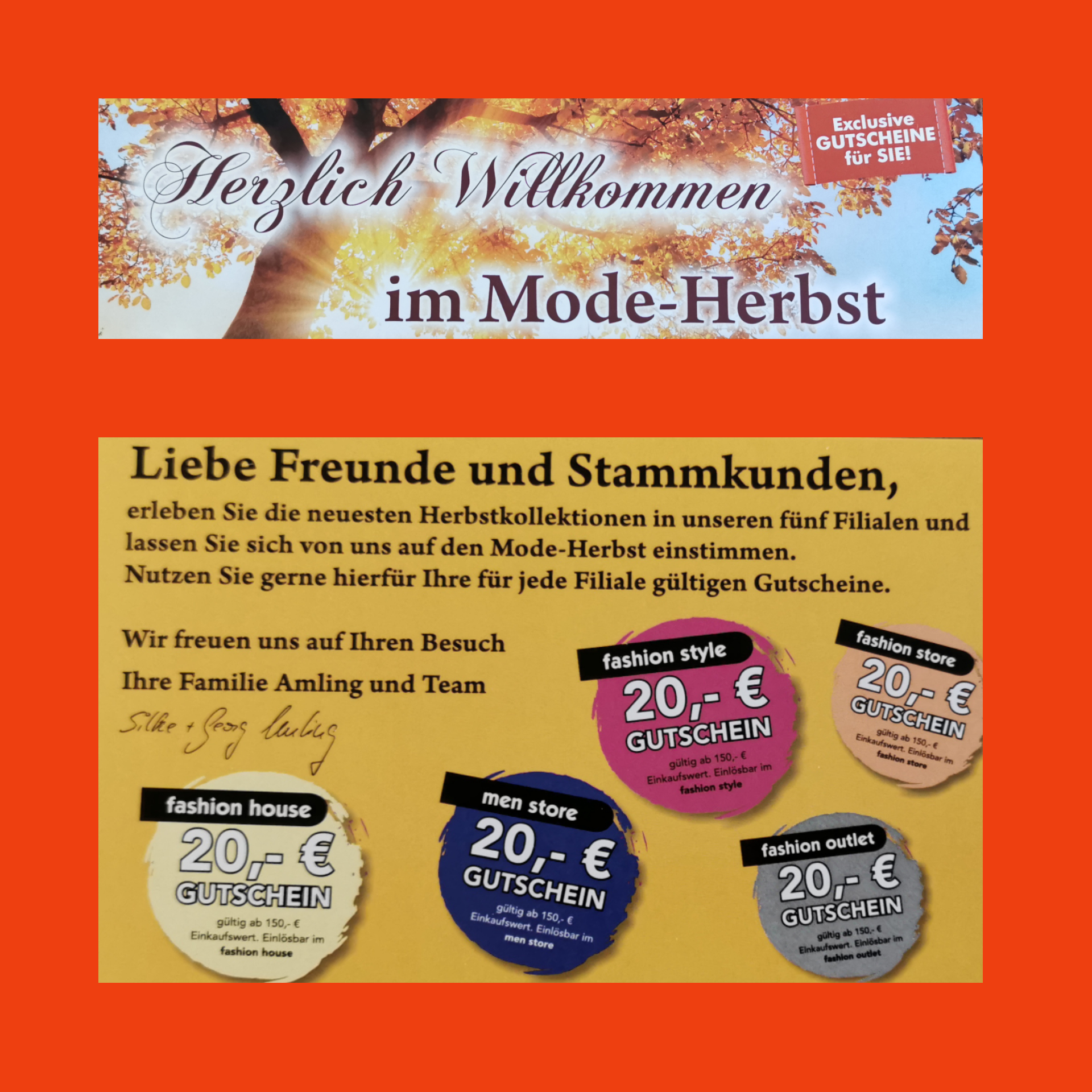 amling mode Herbst Stammkunden Aktion 20 EUR geschenkt